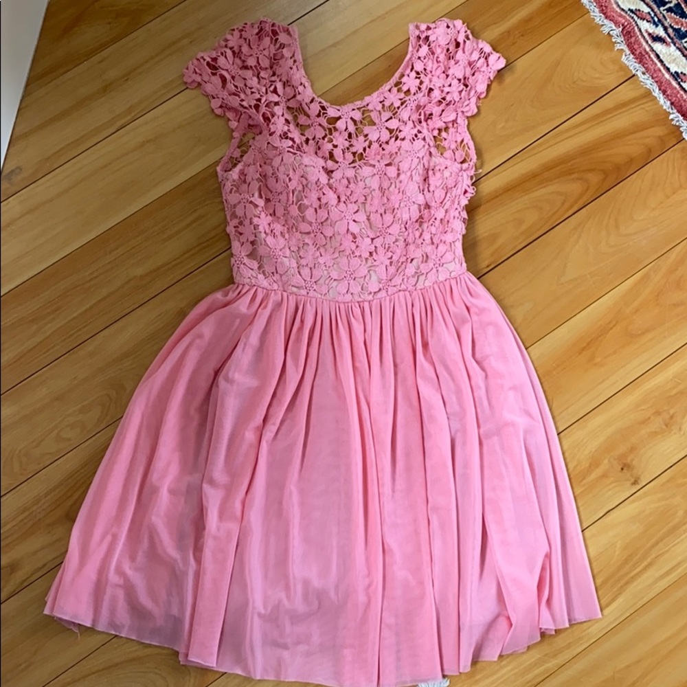 Pink Lace Floral Dress